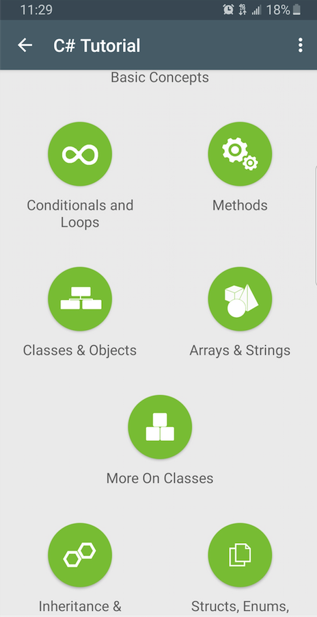 The mobile experience with the SoloLearn C# experience