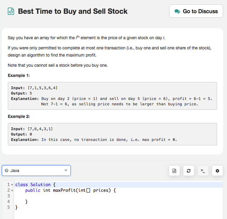 Example interview question from LeetCode