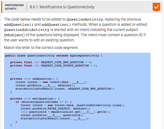 ZyBooks interactive textbook example using replacement code