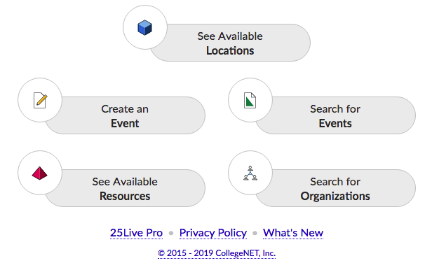 25Live Landing page